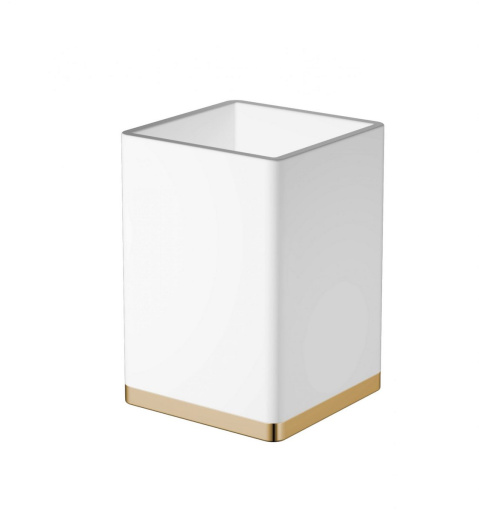 10961-W-G Стакан квадратный белый-золото
