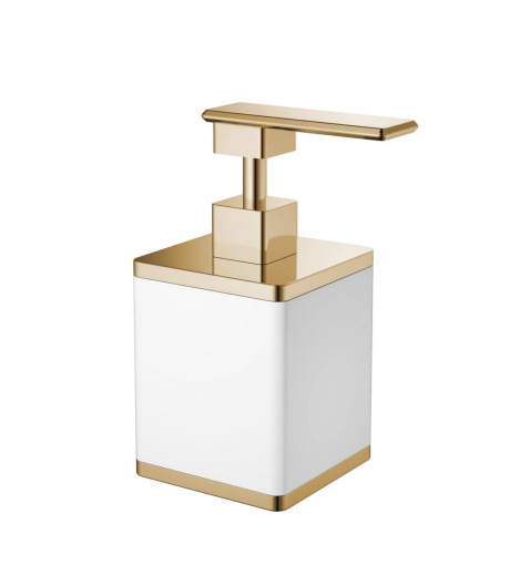10969-W-G Диспенсер квадратный белый-золото