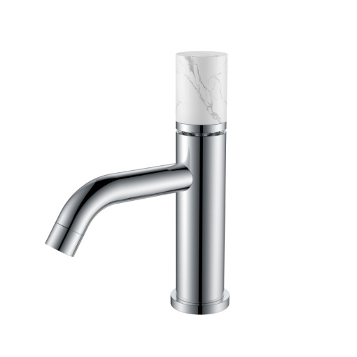121-CR-MR-W Смеситель STICK для умыв. низ. CHROME MRAMOR WHITE_Комплект