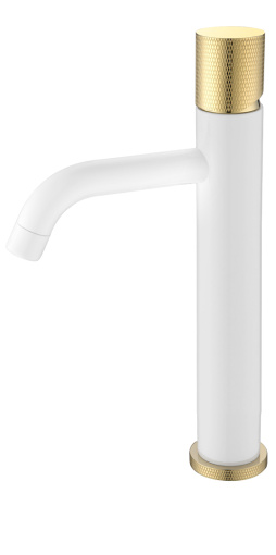 122-WG.2 Смеситель Stick для умыв. выс. White Touch Gold (комплект)