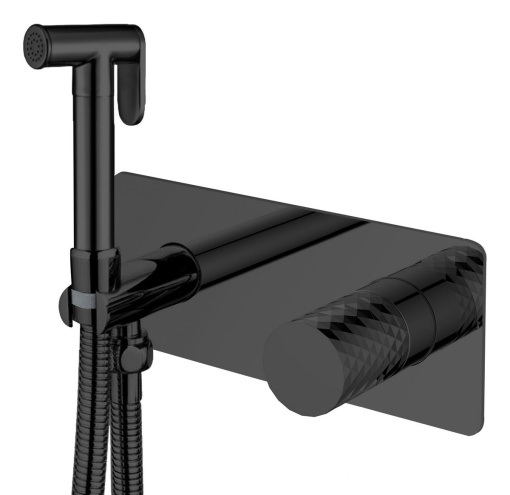 127-BB Смеситель гигиенический STICK DIAMOND Matt Black_Комплект