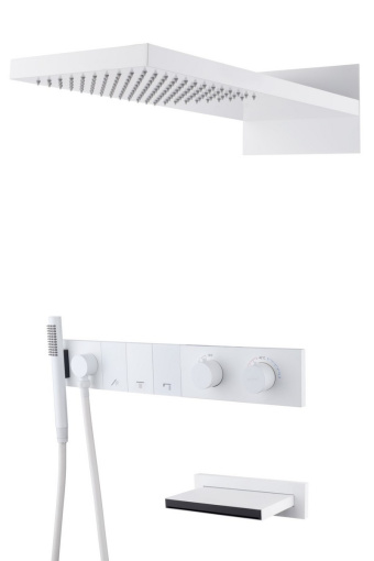 133-2-MW Встроенная душевая система с изливом Zodiac с термостатом, трехпозиционная Matt White