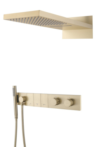 133-MG Встроенная душевая система Zodiac с термостатом, трехпозиционная Matt Gold фото 133-MG Встроенная душевая система Zodiac с термостатом, трехпозиционная Matt Gold