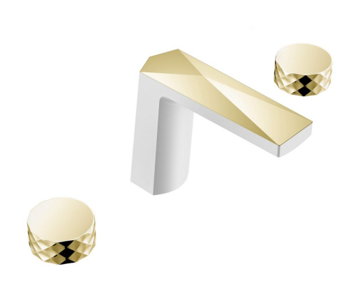 150-WG-Diamond Смеситель врезной на 3отв. Venturo белый-золото, ручка Diamond