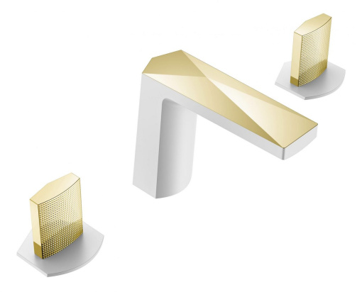 150-WG-Touch Смеситель врезной на 3отв. Venturo белый-золото, ручка Touch