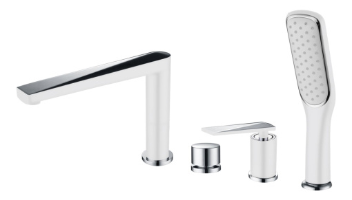 370-W Смеситель врезной на борт ванны Venturo белый + Хром