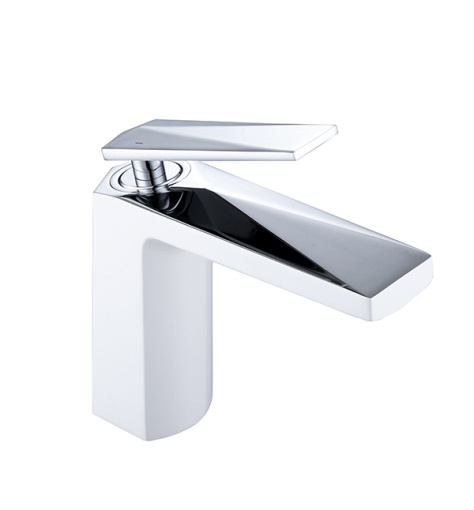 371-W Смеситель для умывальника Venturo белый + Хром