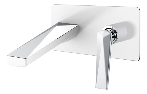 375-W Смеситель для умывальника из стены белый-Хром