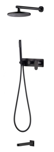 454-2-B Смеситель встроенный для душа с верхней лейкой и изливом Spectre Black