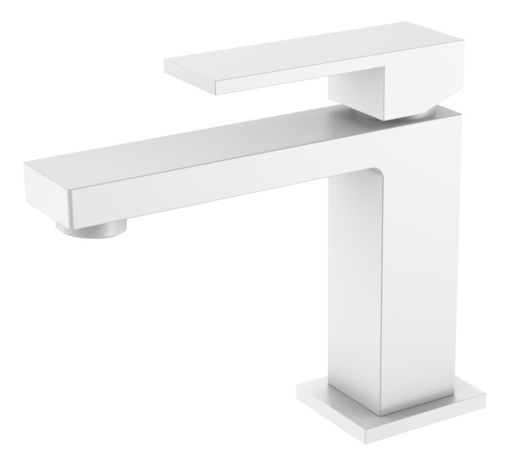 471-MW Cмеситель для умывальника Qubic Matt White