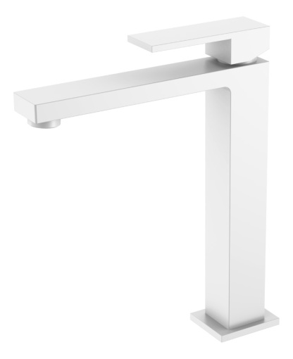 472-MW Смеситель для умывальника высокий Qubic Matt White