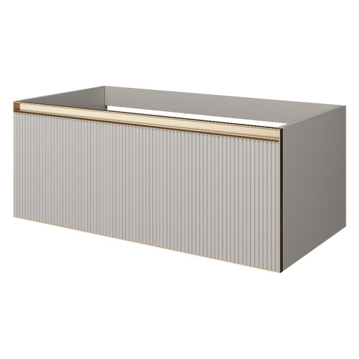 790-M1-100-CM-RIB-MG-LED QUATRO 1 100CM тумба рифл CASHMERE FUGA профиль MATT GOLD с подсветкой