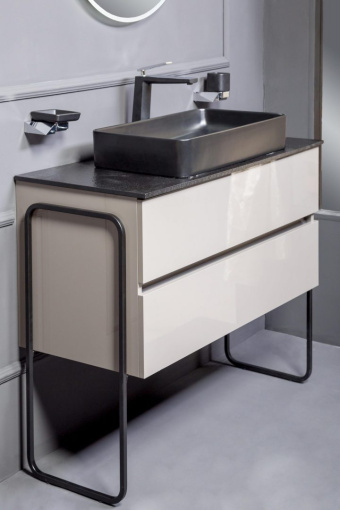 837-080-A glossy Тумба без раковины Vallessi 80*46cm АНТРАЦИТ глянец 2 полки