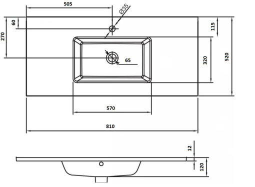852-080-SLF Столешница стекло 80см моноблок серебро поталь