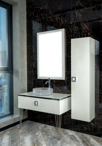 853-100-W Lucido Столешница стекло 100см прямая Жемчужный белый Lucido