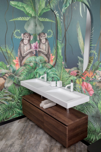 859-140-2 Столешница моноблок Flat 140*46см на 2 чаши