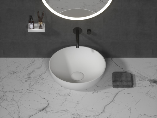 879-39 Раковина-чаша кориан круглая матовая, Slim 39см 390*390*145