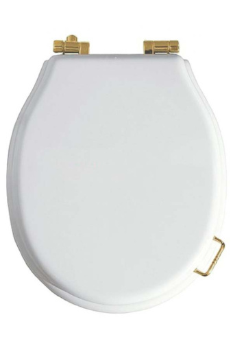 906-W-G Крышка для напольного унитаза (массив) белый золото_Комплект