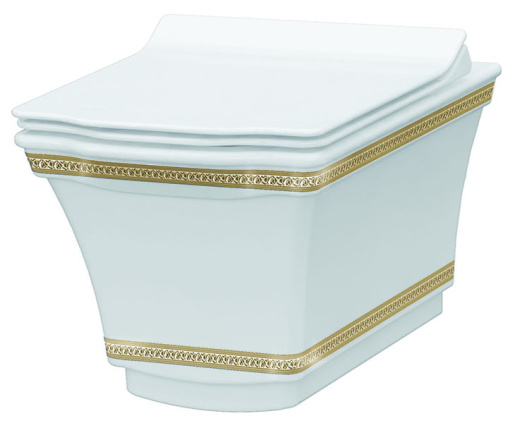 951-G Подвесной Унитаз с узором Hermitage GOLD