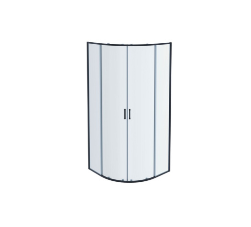 AQ ARI RO 08020BL Душевой уголок 1/4 круга, двери раздвижные 800x800x2000, профиль черный, стекло прозрачное