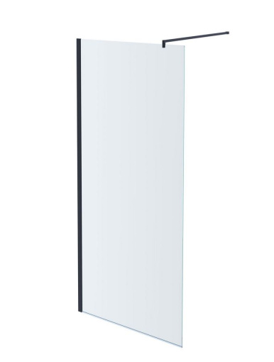 AQ NAG 6310-100 Душевая перегородка Walk in, с держателем 1000x2000 профиль черный матовый, стекло прозрачное с черным принтом