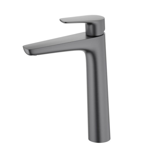 AQ1104BGM БЕТТА смеситель для раковины высокий 230, без донного клапана, оружейная сталь