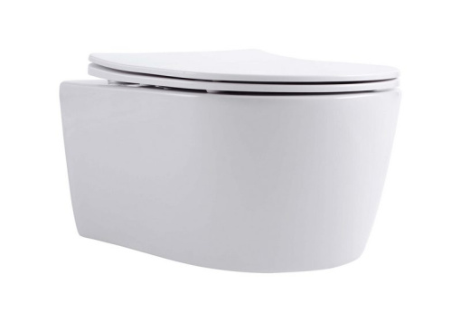  Унитаз-компакт подвесной безободковый AQUATEK ЕВРОПА AQ1106-00 490*360*250 мм, горизонтальный выпуск, тонкое сиденье с механизмом плавного закрывания, крепеж 