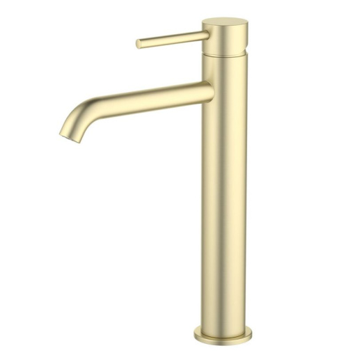 AQ1304BG ЕВРОПА смеситель для раковины высокий 215, без донного клапана, шлиф. золото