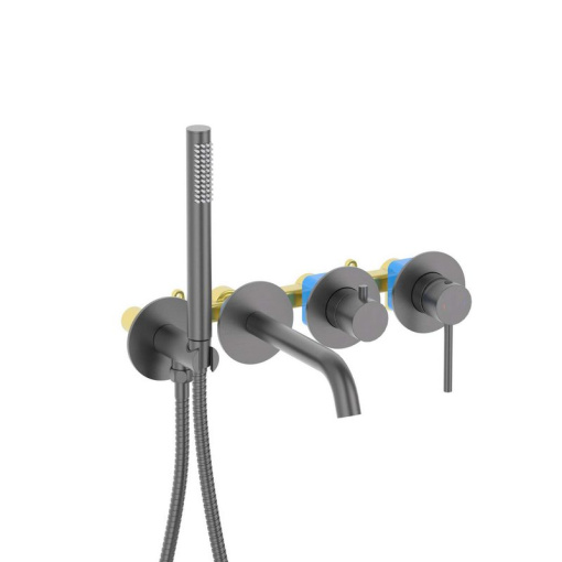 AQ1344BGM ЕВРОПА смеситель для ванны встроенный (внешняя и скрытая часть), оружейная сталь