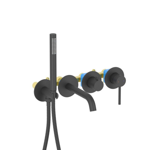 AQ1344MB ЕВРОПА смеситель для ванны встроенный (внешняя и скрытая часть), матовый черный