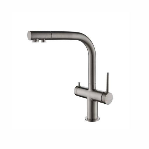 AQ1385BGM ЕВРОПА смеситель для кухни с подключением к фильтру питьевой воды, оружейная сталь