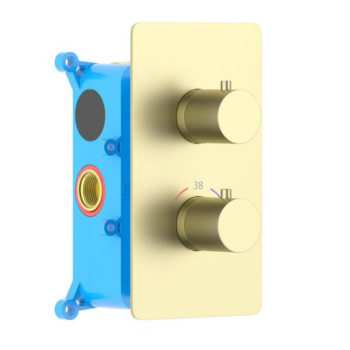 AQ1391BG ЕВРОПА термостатический смеситель для душа (внешняя и скрытая часть), шлиф. золото