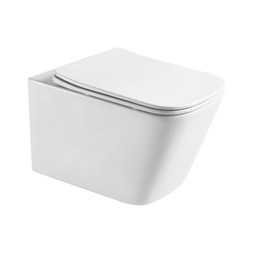 AQ1505T-00 ЛИБРА Унитаз подвесной TORNADO безободковый 510*350*340, тонкое сиденье с механизмом плавного закрывания, крепеж