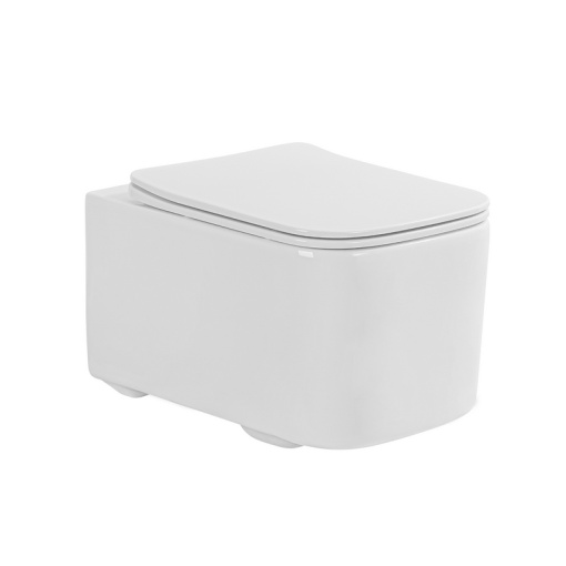 AQ1515T-00 КВАДРО Унитаз подвесной TORNADO безободковый 505*345*345, тонкое сиденье с механизмом плавного закрывания, крепеж