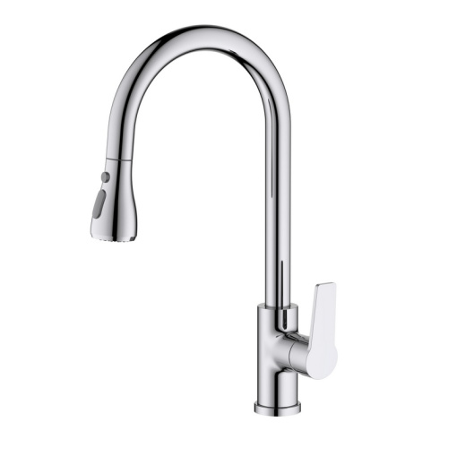 AQ1784CR ЛУГАНО смеситель для кухни с вытяжным изливом 2jet