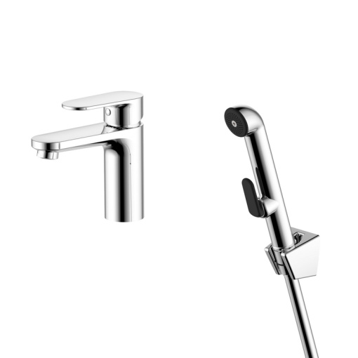 AQ1812CR НИКА смеситель для раковины 90 без донного клапана с гигиеническим ручным душем