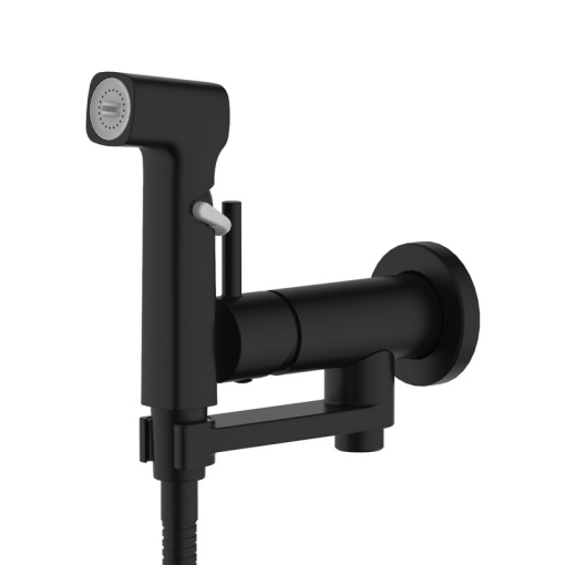 AQ1819MB НИКА комплект для гигиенического душа встроенный (смеситель + гигиеническая лейка + шланг), матовый черный