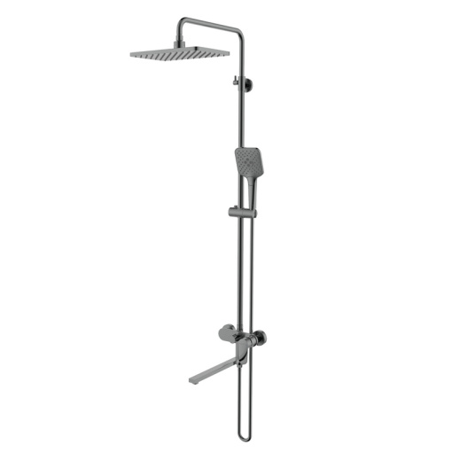 AQ2840BGM НИКА душевая система (смеситель для ванны) 3 jet 300х193 мм с длинным изливом, оружейная сталь