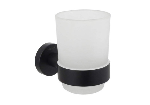 Стакан с держателем AQUATEK, матовый черный AQ4004MB ВЕГА 