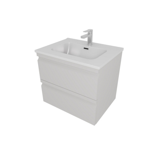 AQ77060-LG Комплект мебели: Тумба 60см ВЕГА с раковиной AQ0460-00, 2 ящика, цвет серый туман