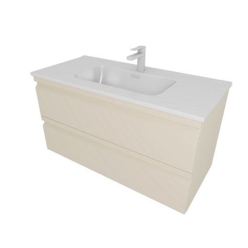 AQ77100-LC Комплект мебели:Тумба 100см ВЕГА с раковиной AQ4100-00, 2 ящика, цвет капучино светлый