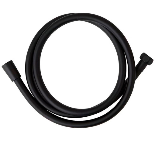 AQM1500B Шланг душевой, ПВХ 1500мм с латунной гайкой и защитой от перекручивания, Черный