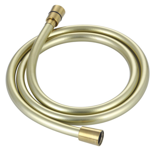 AQM1501BG  Шланг душевой, ПВХ, 1000 мм, с латунными коническими гайками и защитой от перекручивания, золото шлифованное