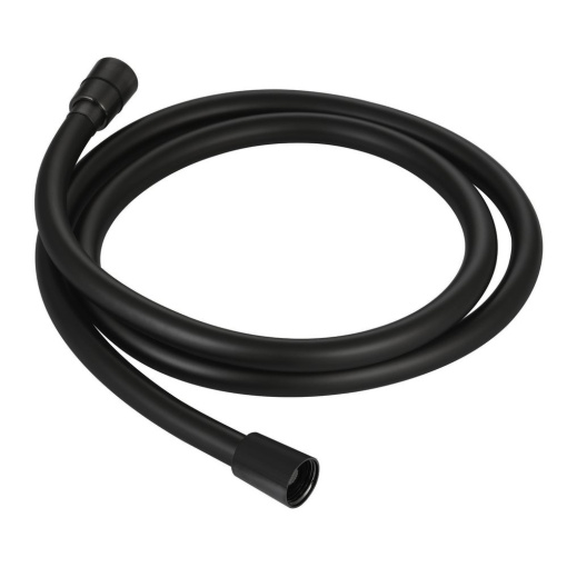 AQM1502MB  Шланг душевой, ПВХ, 1500 мм, с латунными коническими гайками и защитой от перекручивания, черный матовый