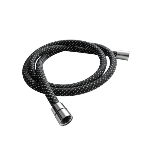AQM1503CR  Шланг душевой текстиль, ПВХ, 1500 мм, с латун конич гайкой и защитой от скруч, хром
