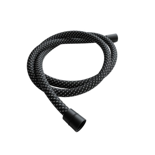 AQM1503MB  Шланг душевой текстиль, ПВХ, 1500 мм, с латун конич гайкой и защитой от скруч, черный мат