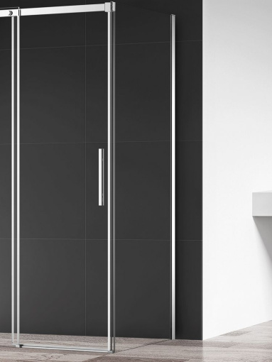 Боковая панель, стекло 8мм, цвет профиля хром. Размер 900*1950