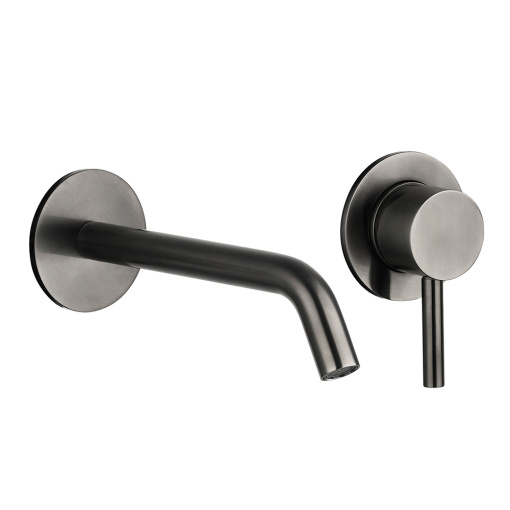 AQM 6215GM Siena Смеситель для раковины настенный на 2 отв. 180мм, внутр монтаж в компл., Gun metal
