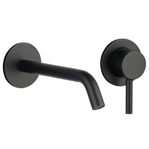 AQM 6215MB Siena Смеситель для раковины настенный на 2 отв. 180мм, внутр монтаж в компл., Черный матовый