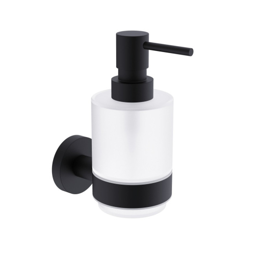 AQM7213MB  Trento  Диспенсер для жидкого мыла 200мл, латунь/матовое стекло, черный матовый